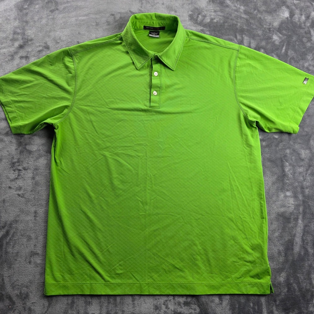Nike Tiger Woods Collection‎ Polo Shirt Mens Large Green Dri-FIT Diamond Texture